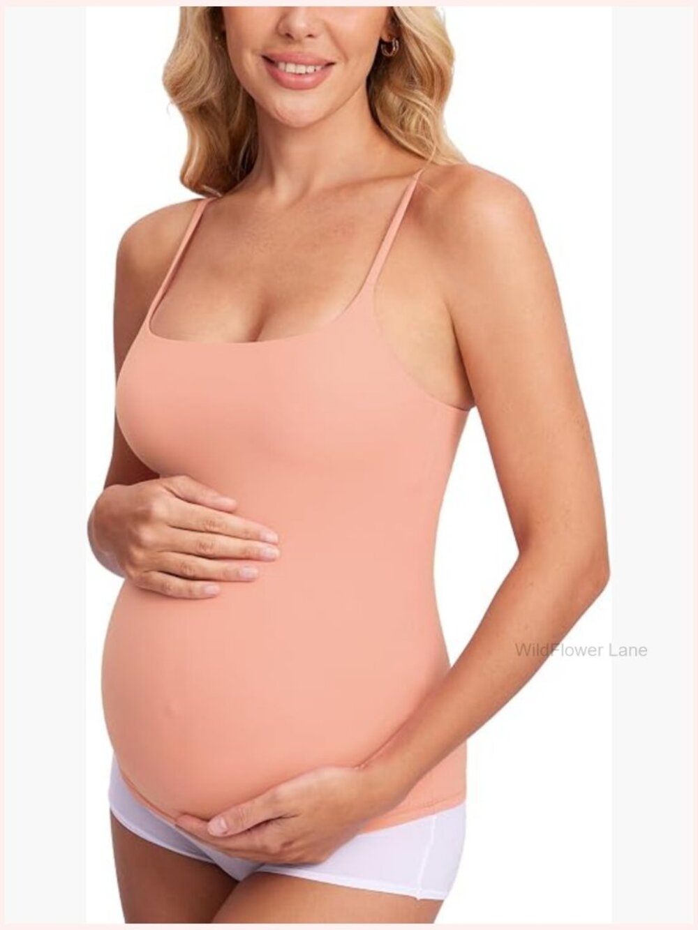 Square Neck Maternity Tank Top with Built in Bra Sleeveless Yoga Camisole